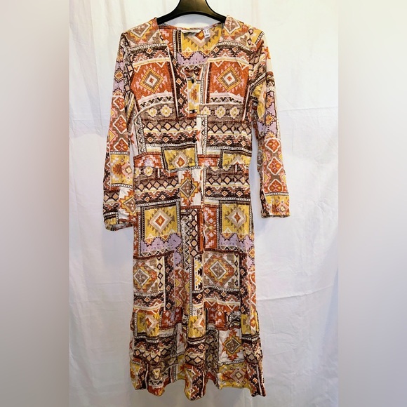 Canon Dresses & Skirts - Canyon Retreat Mesa Woven Printed Tiered Midi Dress Size Small